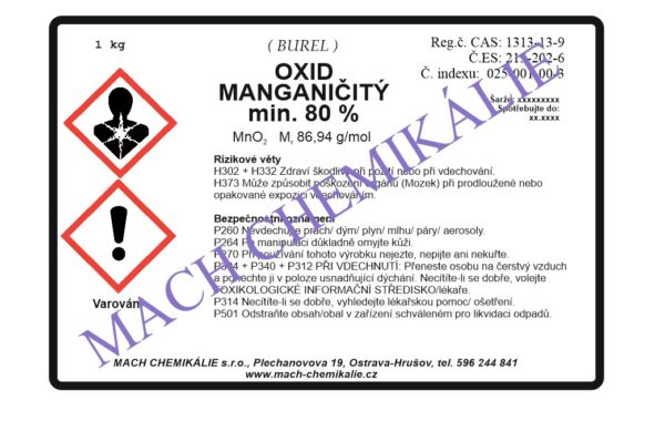Oxid manganičitý min. 80 pc Oxid manganicity min. 80 pc