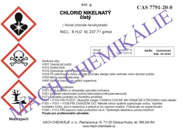 Chlorid nikelnatý 500 Chlorid nikelnaty 500