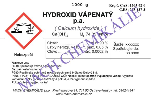 Hydroxid vápenatý 1000 Hydroxid vapenaty 1000