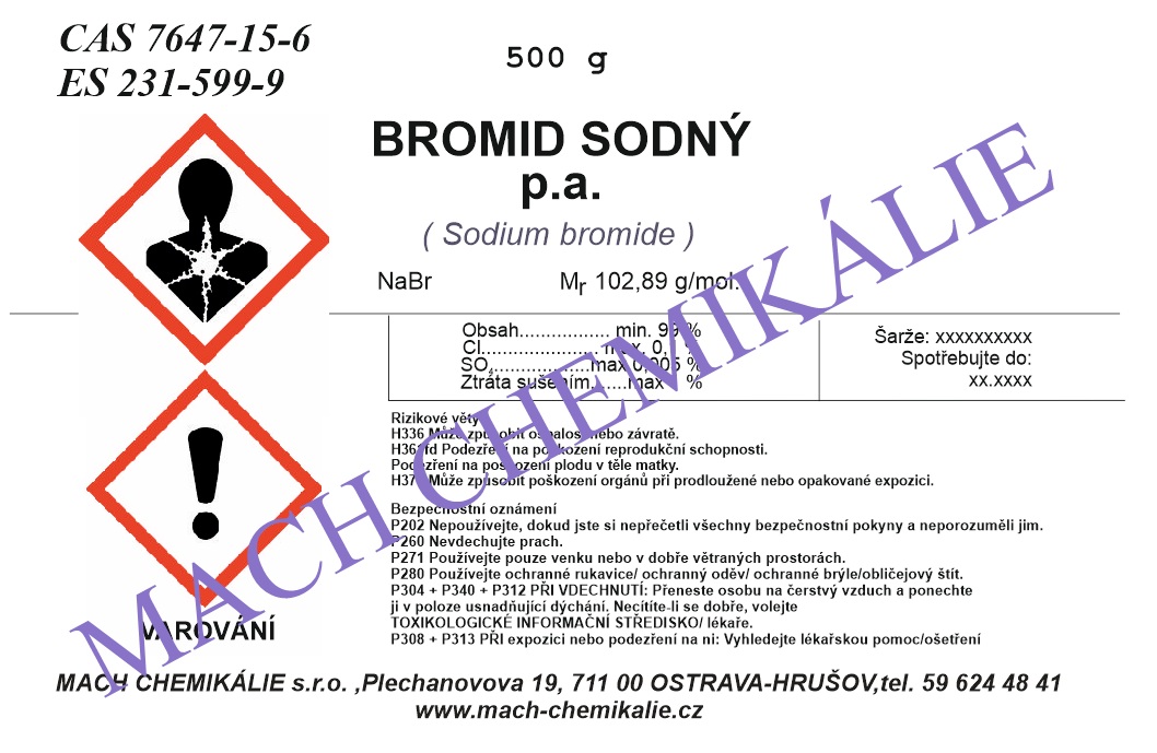 Bromid sodný p.a. * 500 g - Mach Chemikálie